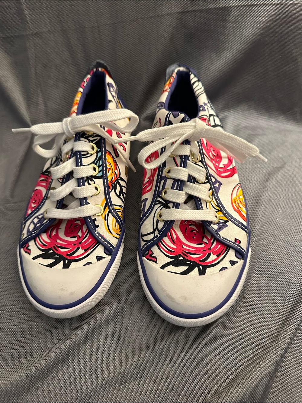 Coach ‘Poppy’ Women's White Canvas Sneakers with multi-color Floral Print